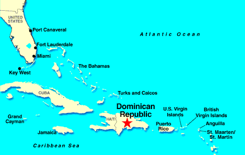 santo domingo map caribbean sea